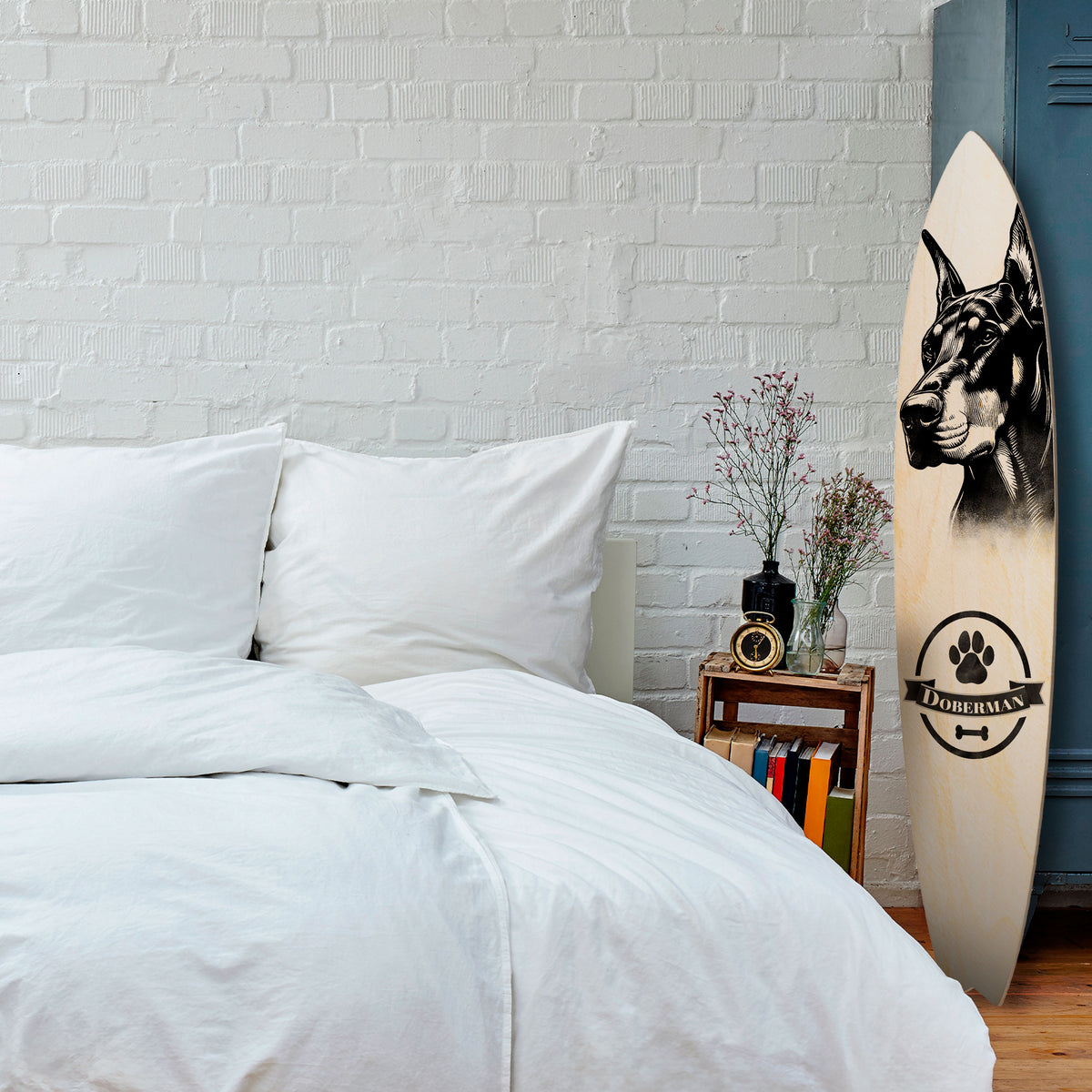 DOBERMAN DOG Painel Decorativo Prancha de Surf