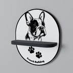 FRENCH BULLDOG Prateleira Oval Decorativa em Acabamento Preto