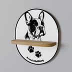 FRENCH BULLDOG Prateleira Oval Decorativa em Efeito Carvalho