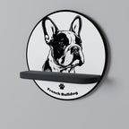 FRENCH BULLDOG Round Art Shelf In Black Finish