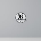 FRENCH BULLDOG Round Art Shelf In Black Finish