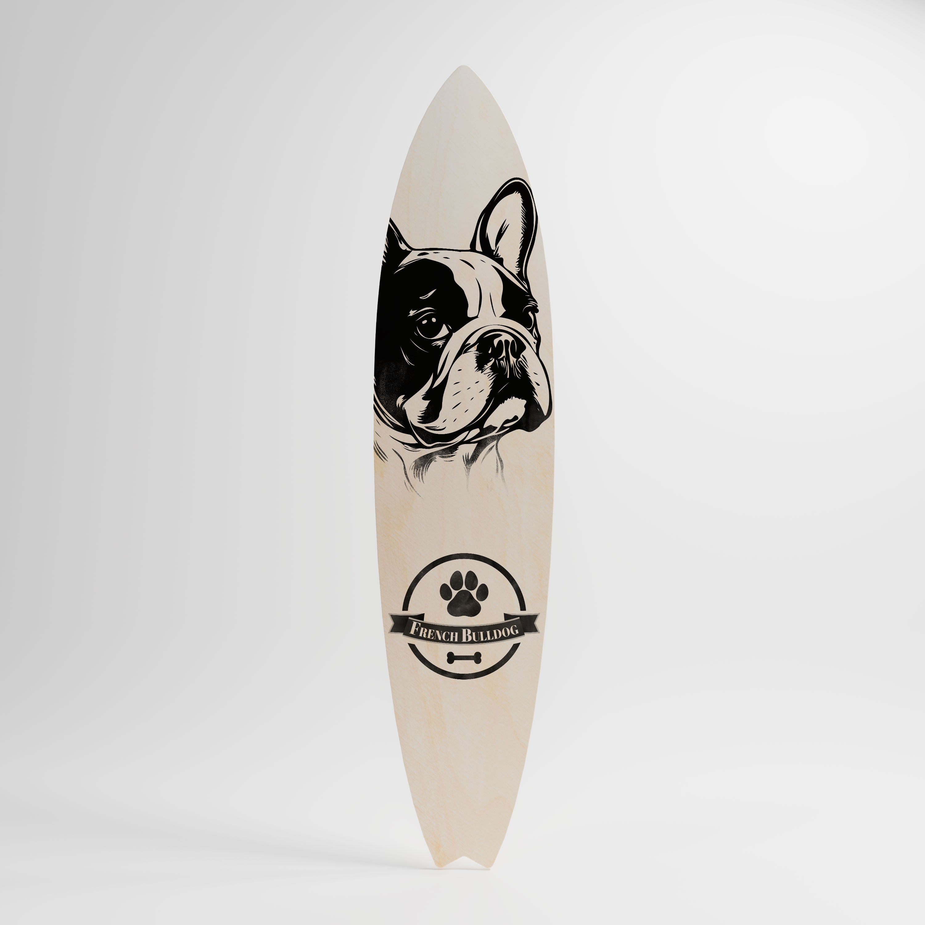FRENCH BULLDOG Prancha de surf decorativa em contraplacado