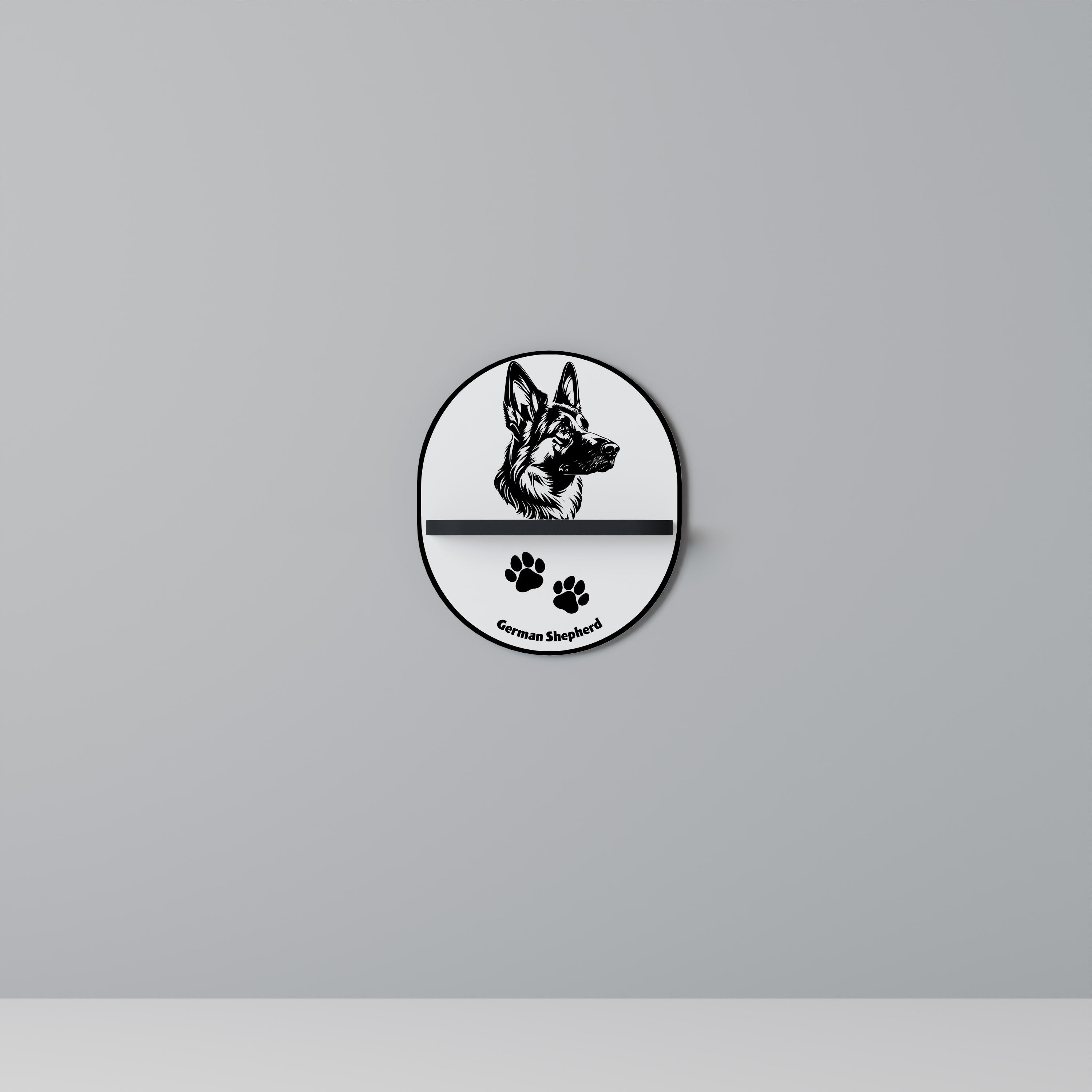 GERMAN SHEPARD Prateleira Oval Decorativa em Acabamento Preto