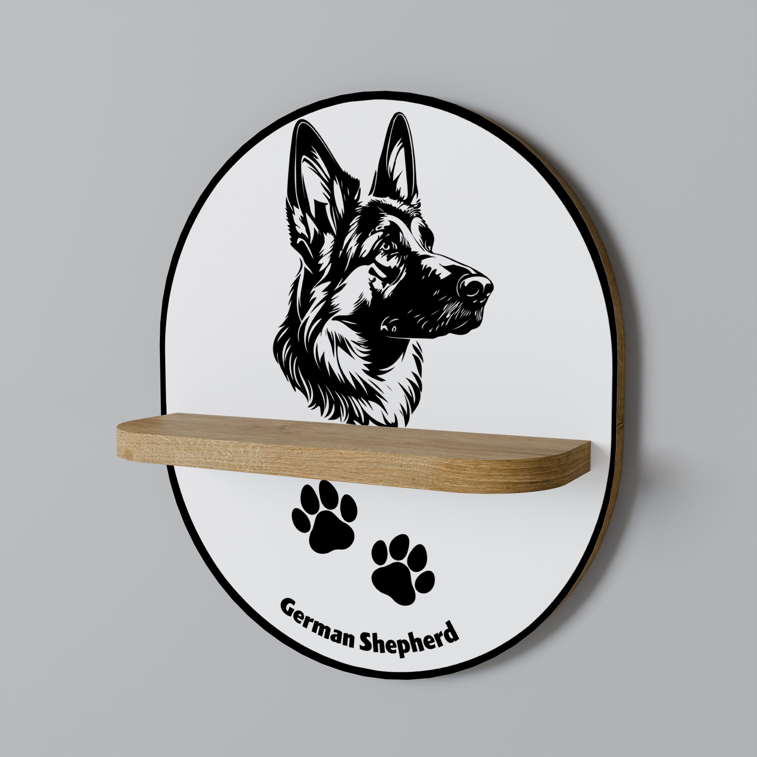 GERMAN SHEPARD Prateleira Oval Decorativa em Efeito Carvalho