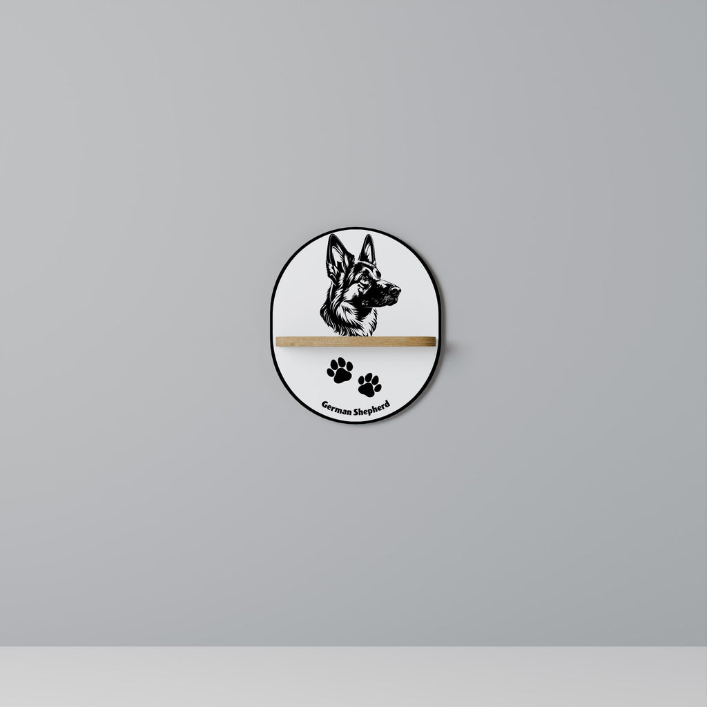 GERMAN SHEPARD Prateleira Oval Decorativa em Efeito Carvalho