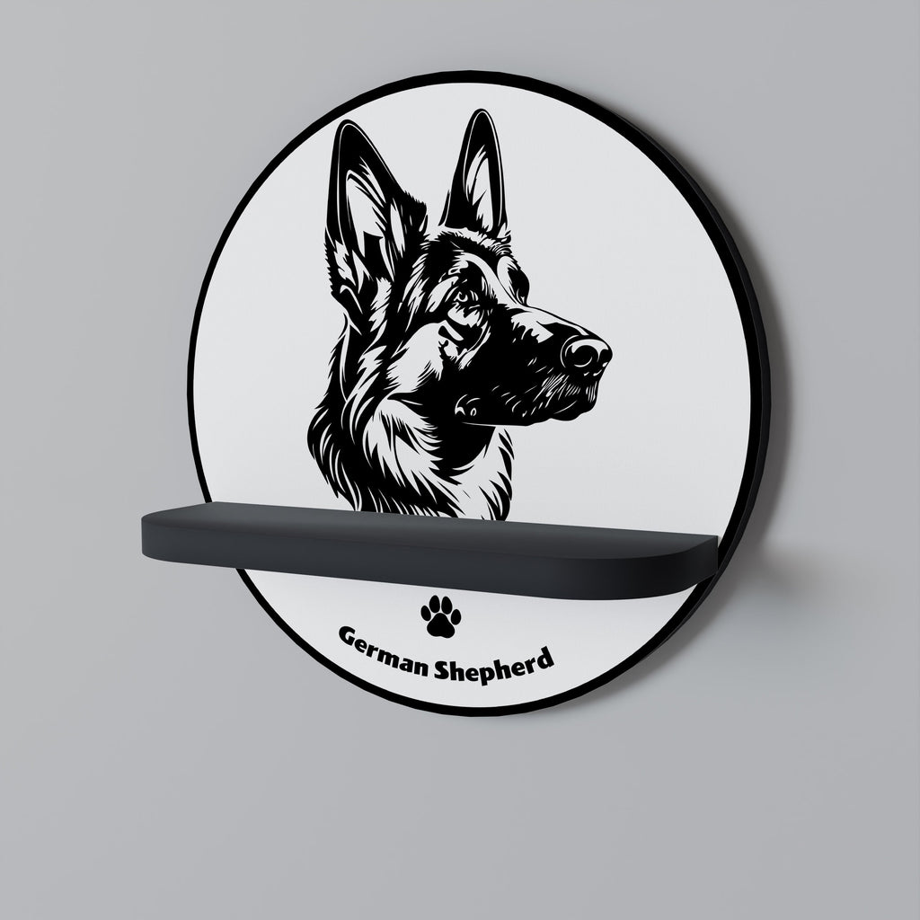 GERMAN SHEPARD Prateleira Redonda Decorativa em Acabamento Preto