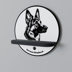 GERMAN SHEPARD Prateleira Redonda Decorativa em Acabamento Preto