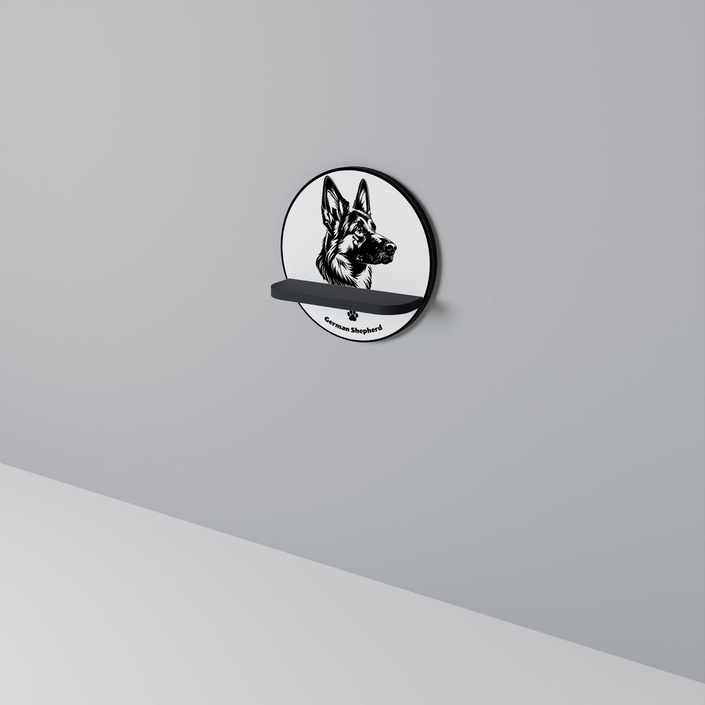 GERMAN SHEPARD Prateleira Redonda Decorativa em Acabamento Preto
