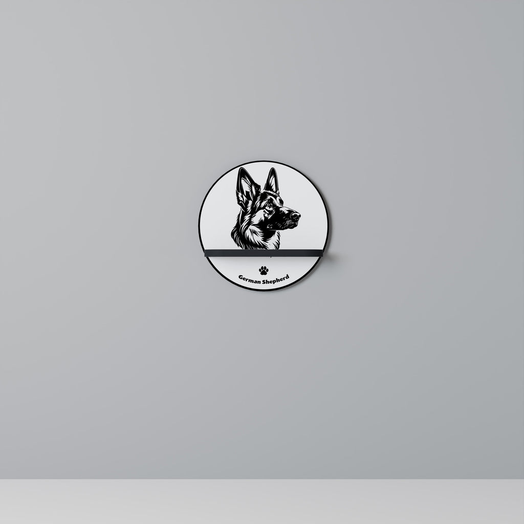 GERMAN SHEPARD Prateleira Redonda Decorativa em Acabamento Preto