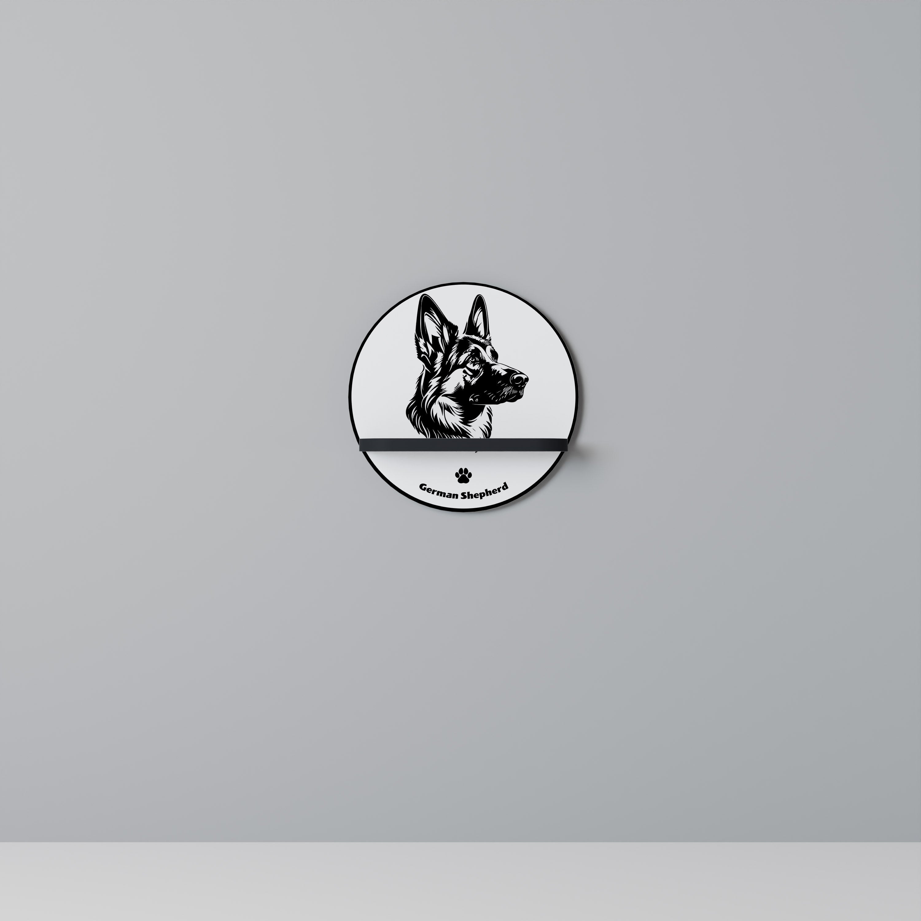 GERMAN SHEPARD Prateleira Redonda Decorativa em Acabamento Preto