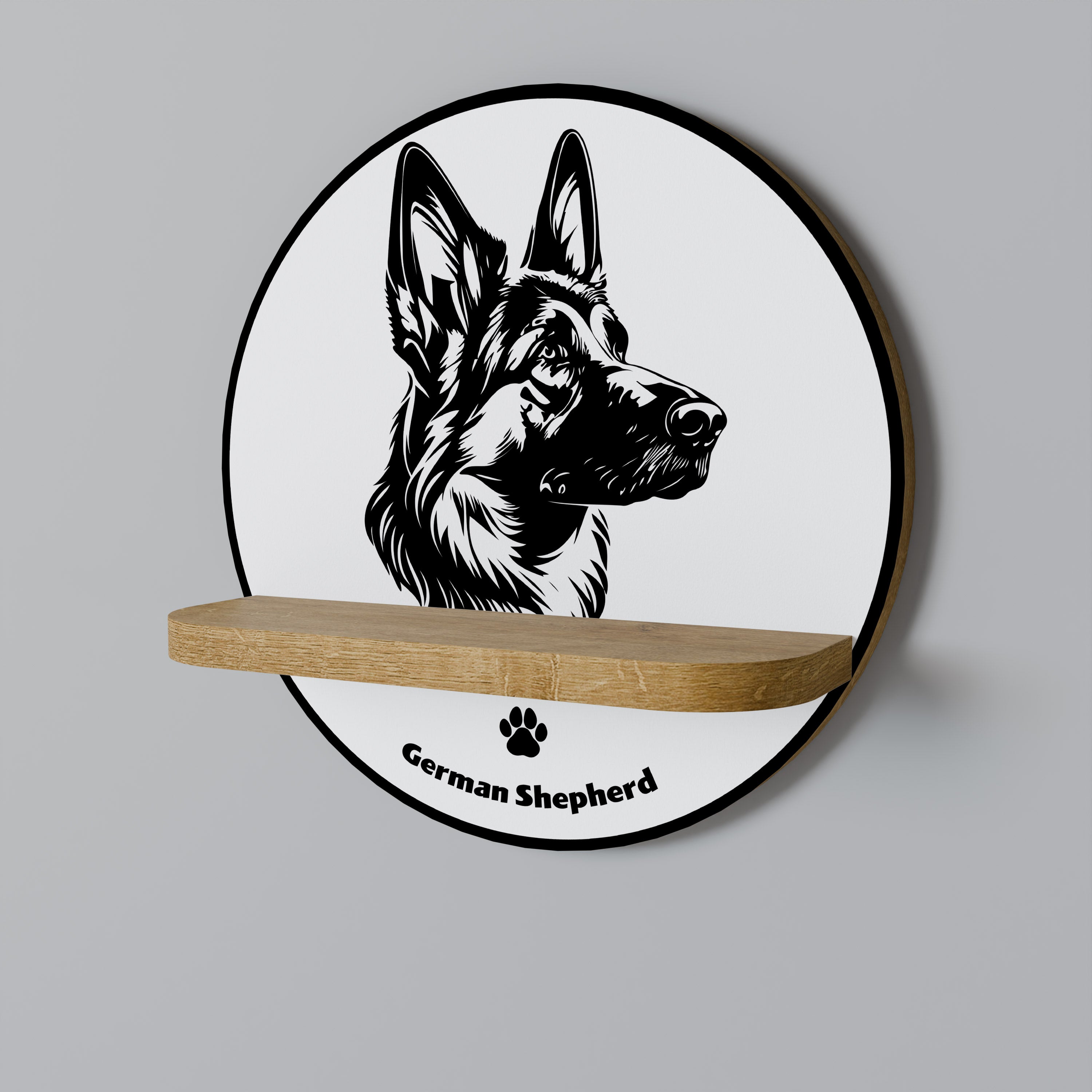 GERMAN SHEPARD Prateleira Redonda Decorativa em Efeito Carvalho