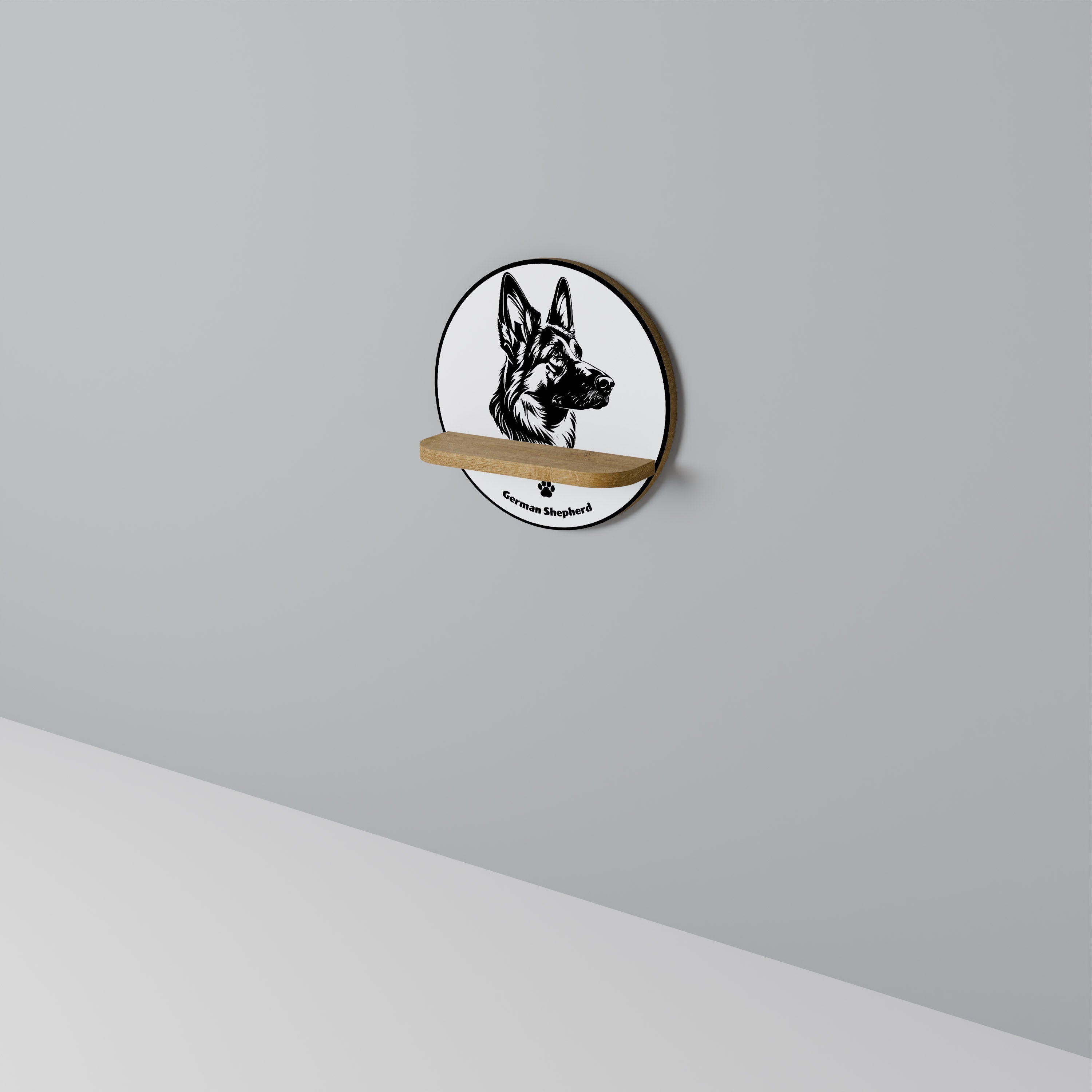 GERMAN SHEPARD Prateleira Redonda Decorativa em Efeito Carvalho