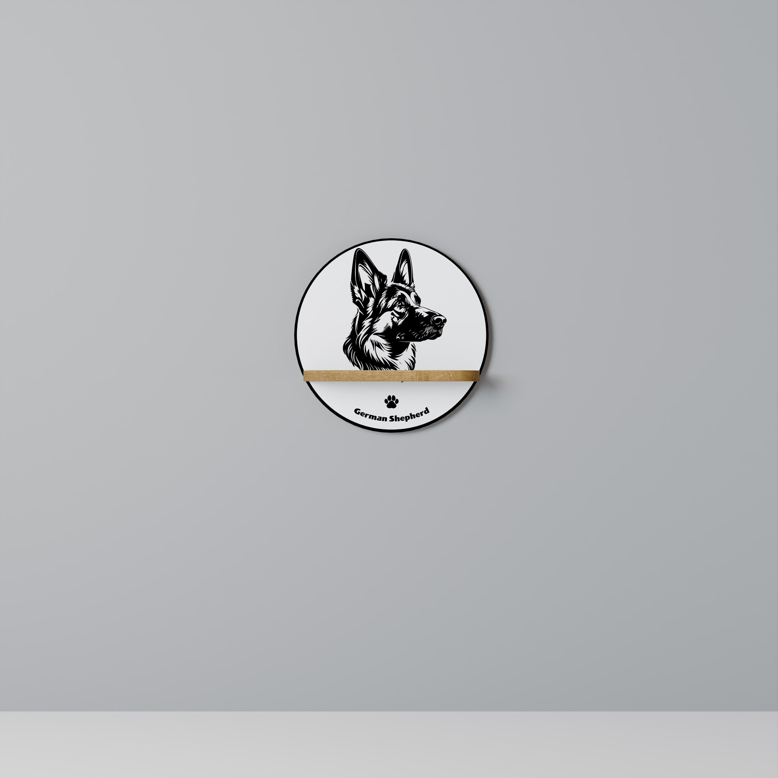 GERMAN SHEPARD Prateleira Redonda Decorativa em Efeito Carvalho