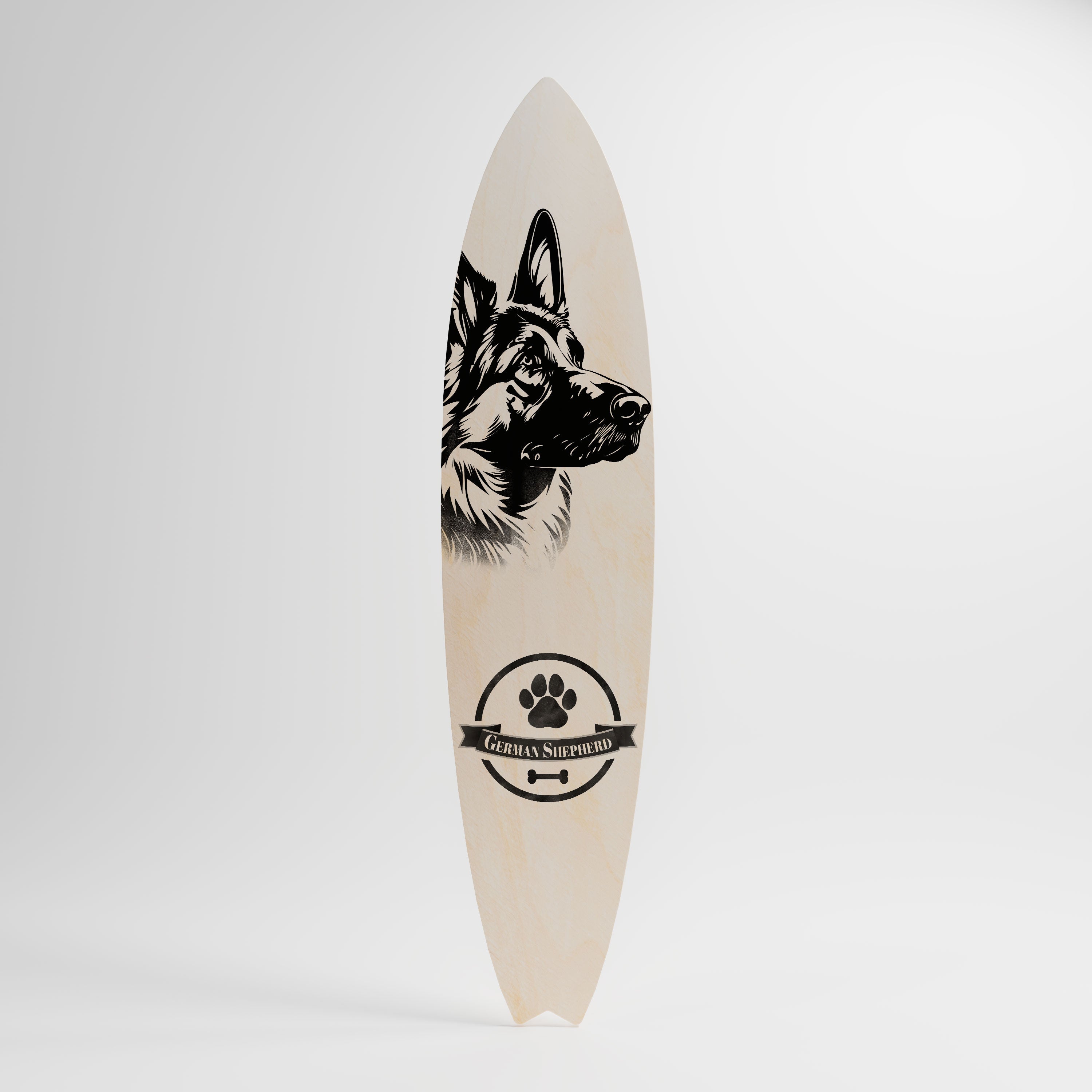 GERMAN SHEPARD Prancha de surf decorativa em contraplacado