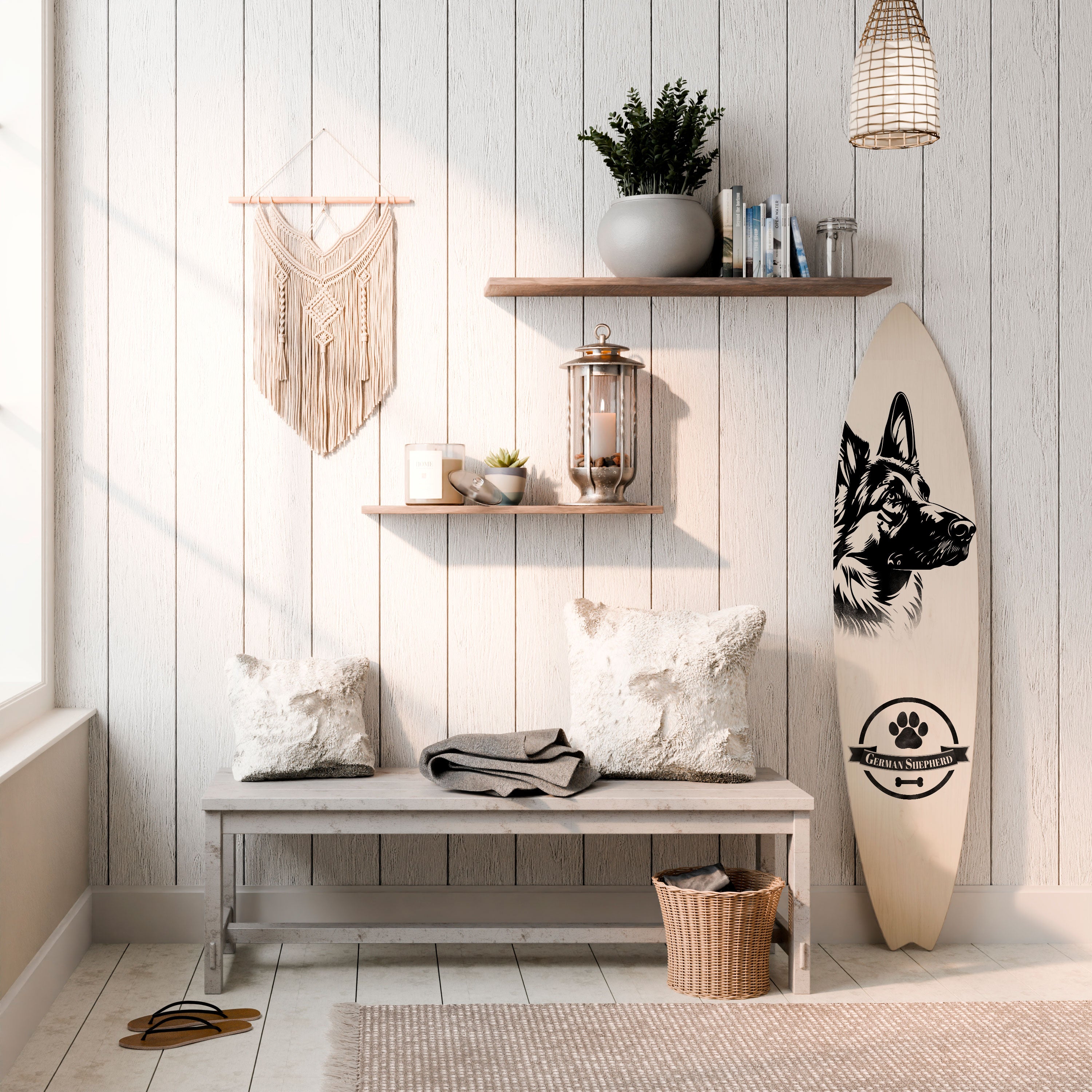 GERMAN SHEPARD Decorative Plywood Surfboard