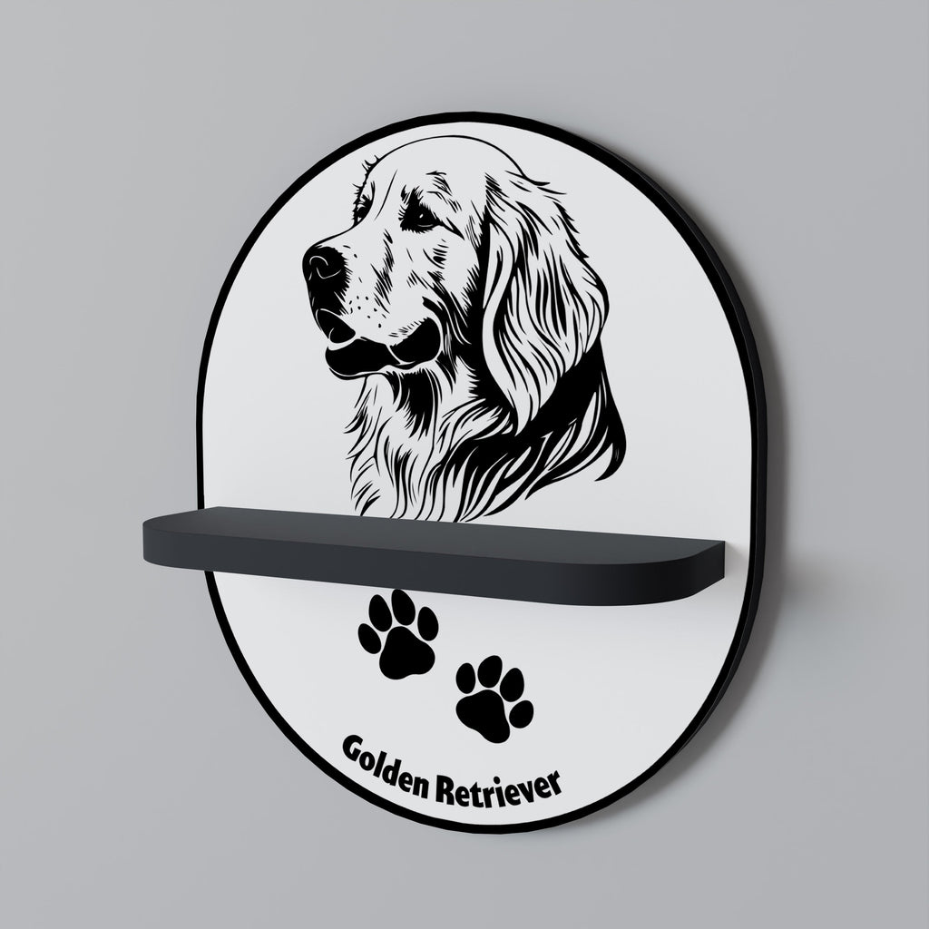 GOLDEN RETRIEVER Prateleira Oval Decorativa em Acabamento Preto