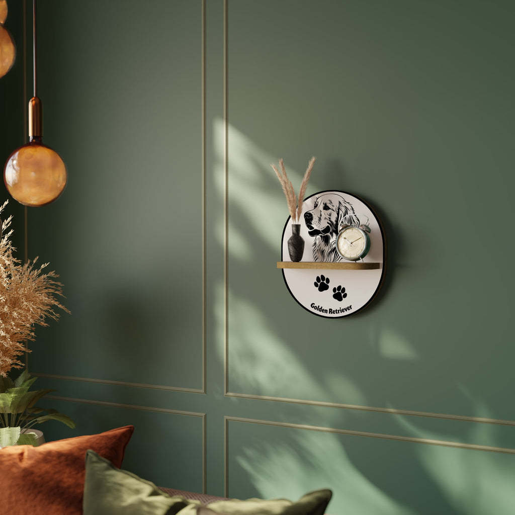 GOLDEN RETRIEVER Prateleira Oval Decorativa em Efeito Carvalho