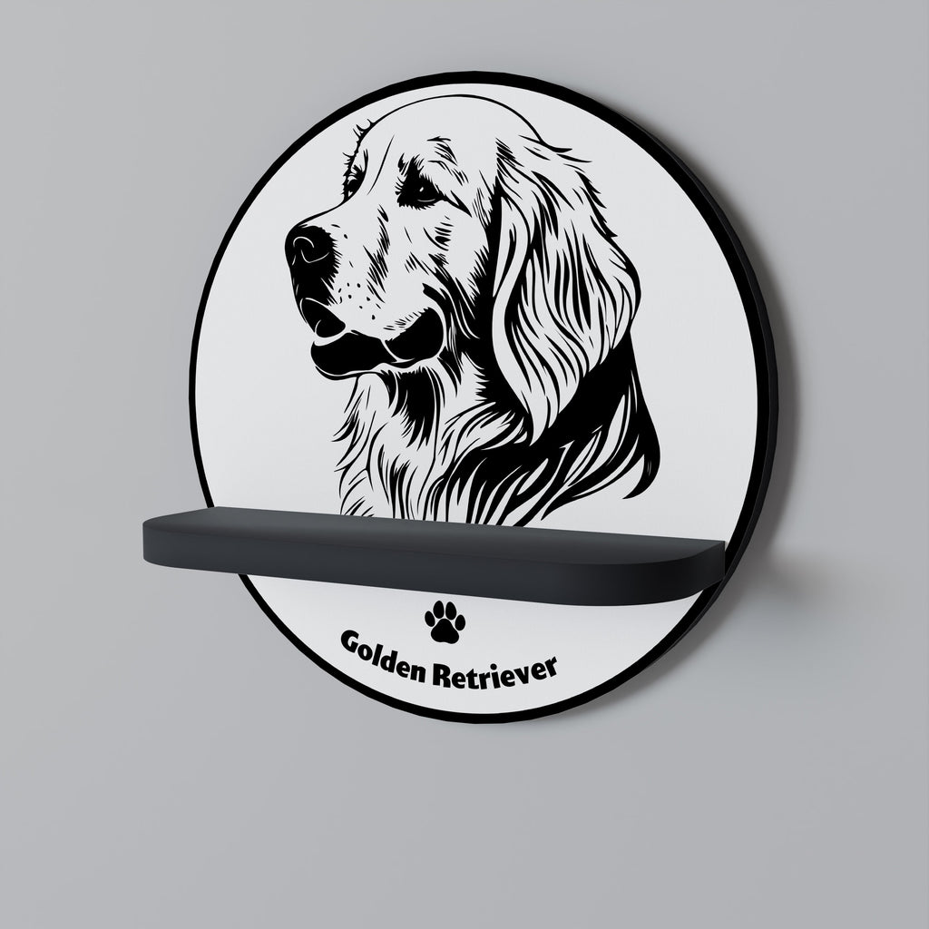 GOLDEN RETRIEVER Prateleira Redonda Decorativa em Acabamento Preto