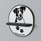 JACK RUSSEL TERRIER Prateleira Oval Decorativa em Acabamento Preto