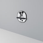 JACK RUSSEL TERRIER Prateleira Oval Decorativa em Acabamento Preto