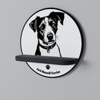 JACK RUSSEL TERRIER Round Art Shelf In Black Finish