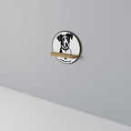 JACK RUSSEL TERRIER Round Art Shelf In Oak Effect