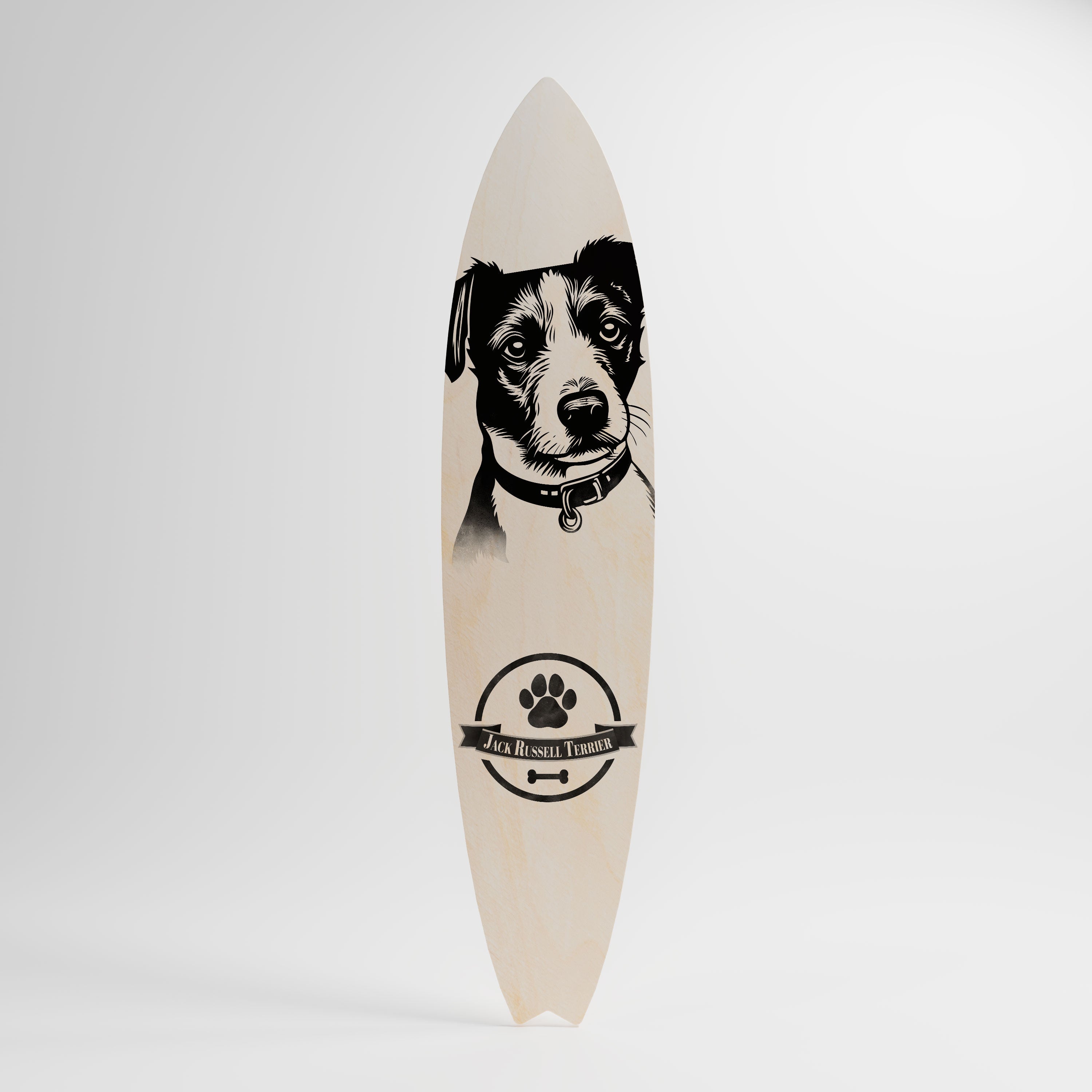 JACK RUSSEL TERRIER Prancha de surf decorativa em contraplacado