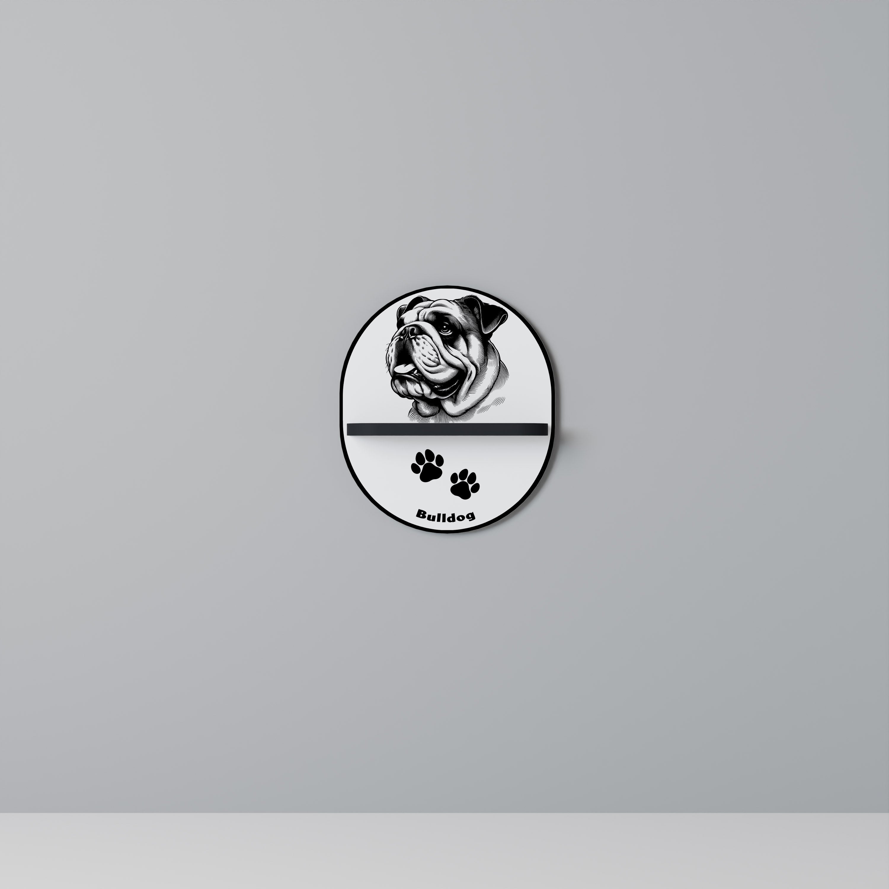 BULLDOG DOG Prateleira Oval Decorativa em Acabamento Preto