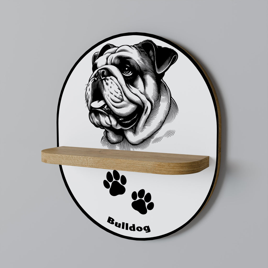 BULLDOG DOG Prateleira Oval Decorativa em Efeito Carvalho