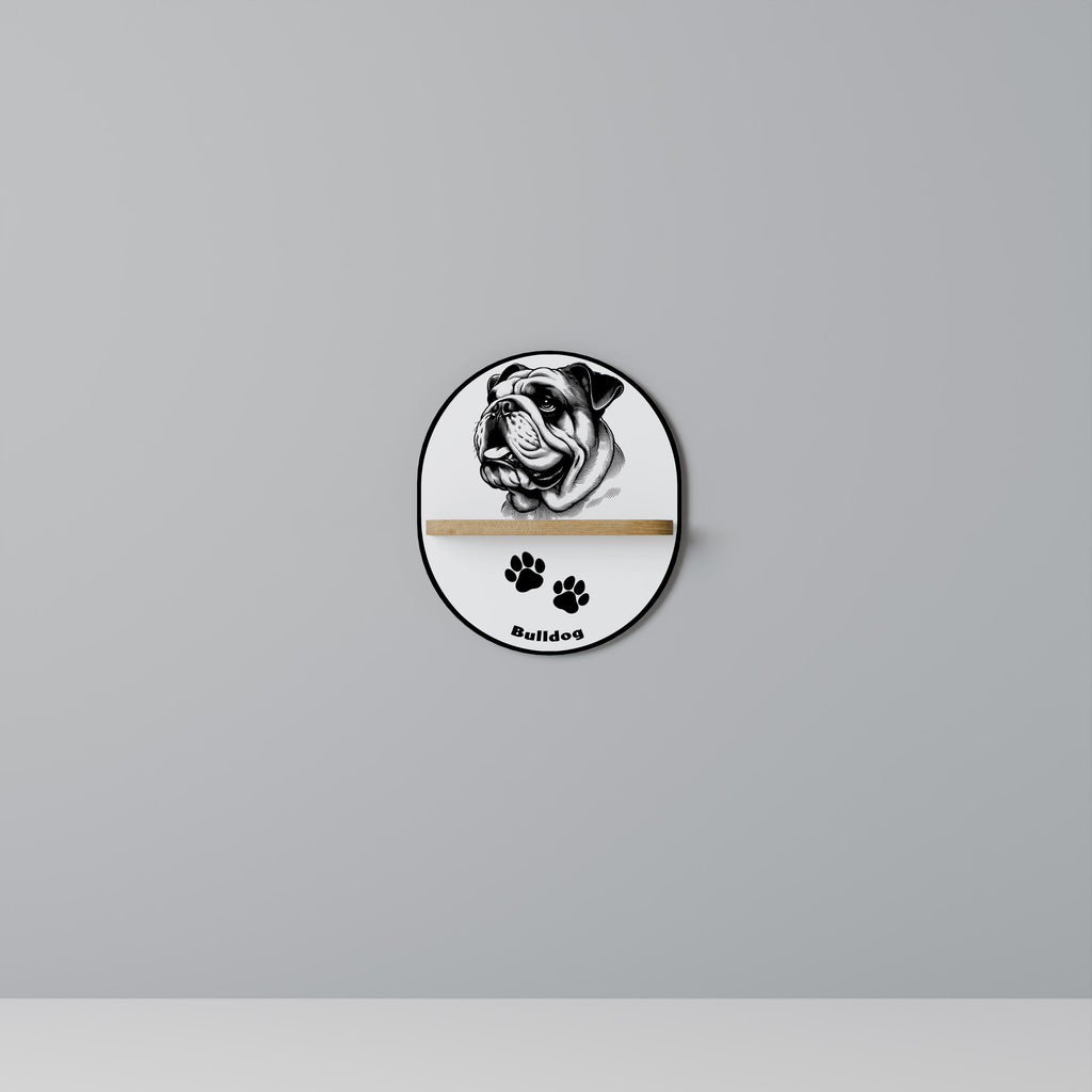 BULLDOG DOG Prateleira Oval Decorativa em Efeito Carvalho