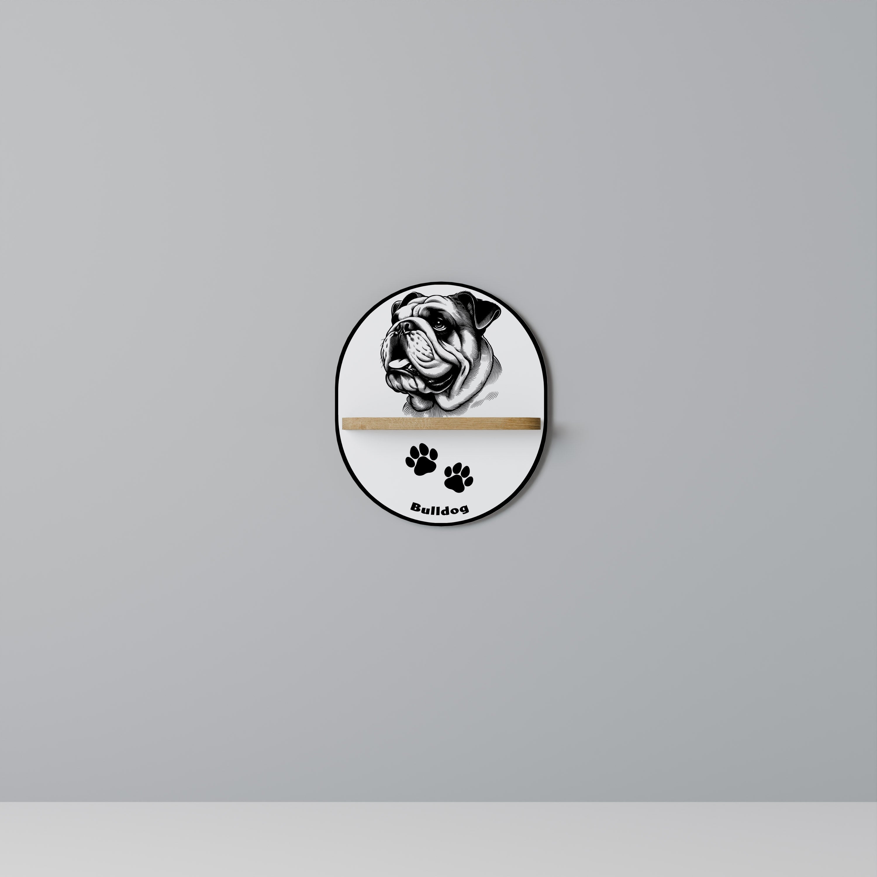 BULLDOG DOG Prateleira Oval Decorativa em Efeito Carvalho