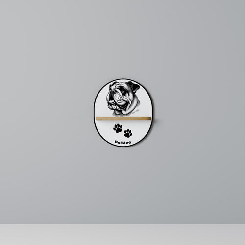 BULLDOG DOG Prateleira Oval Decorativa em Efeito Carvalho