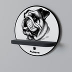 BULLDOG DOG Prateleira Redonda Decorativa em Acabamento Preto