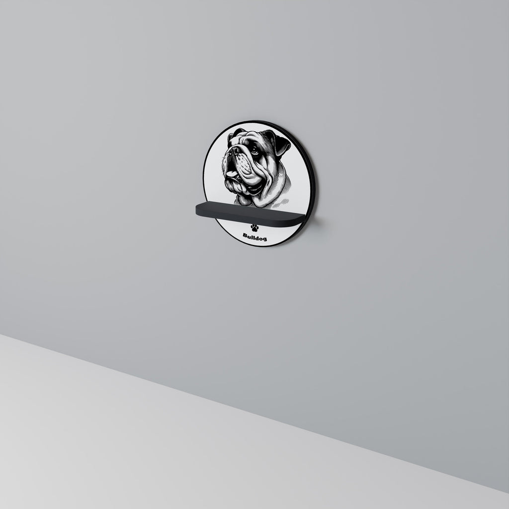 BULLDOG DOG Prateleira Redonda Decorativa em Acabamento Preto