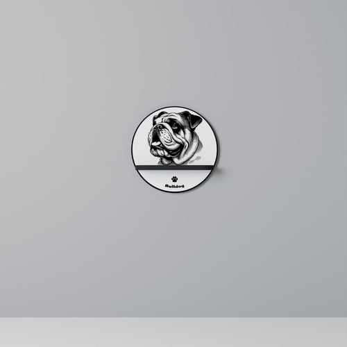 BULLDOG DOG Prateleira Redonda Decorativa em Acabamento Preto