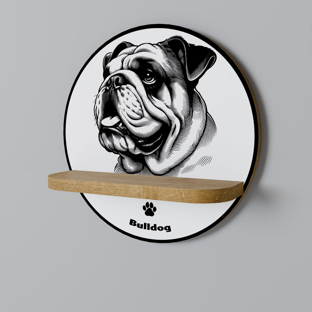 BULLDOG DOG Prateleira Redonda Decorativa em Efeito Carvalho