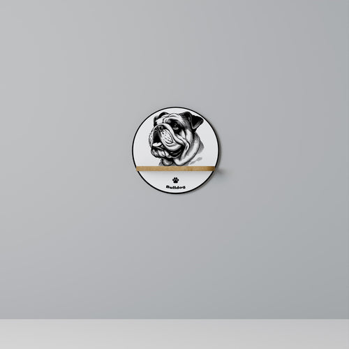 BULLDOG DOG Prateleira Redonda Decorativa em Efeito Carvalho