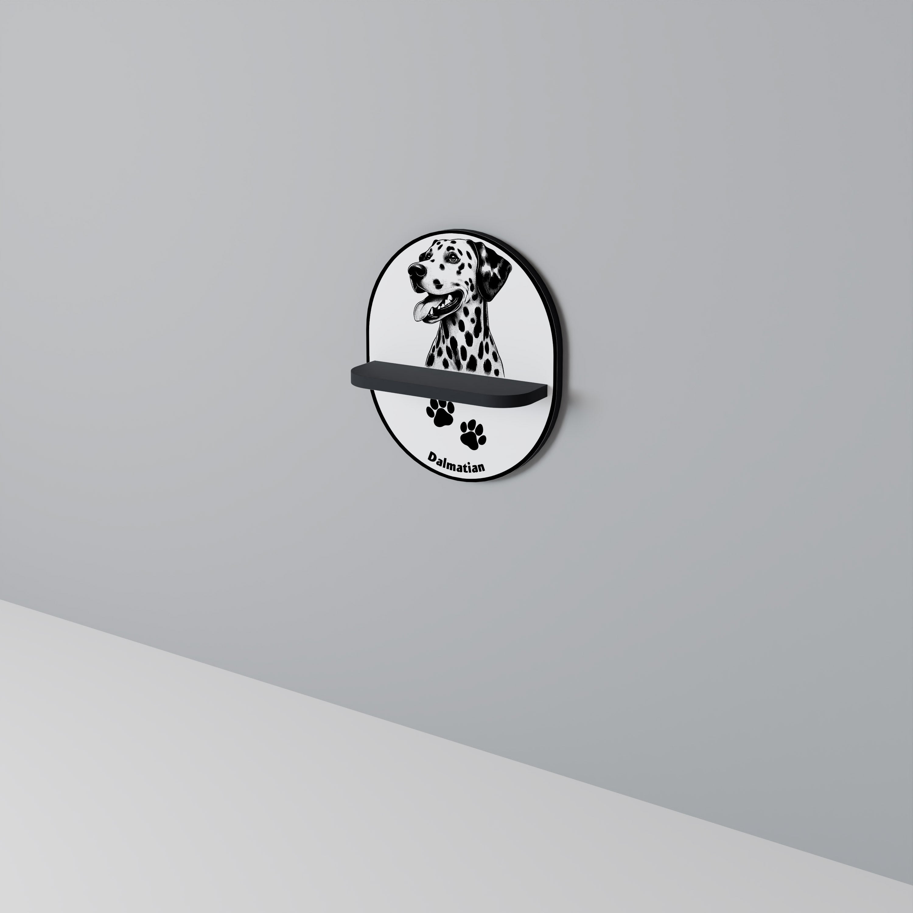 DALMATIAN DOG Prateleira Oval Decorativa em Acabamento Preto