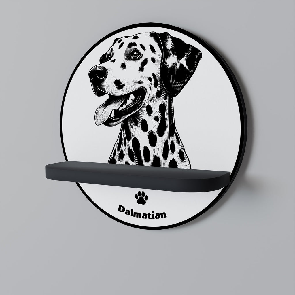 DALMATIAN DOG Prateleira Redonda Decorativa em Acabamento Preto