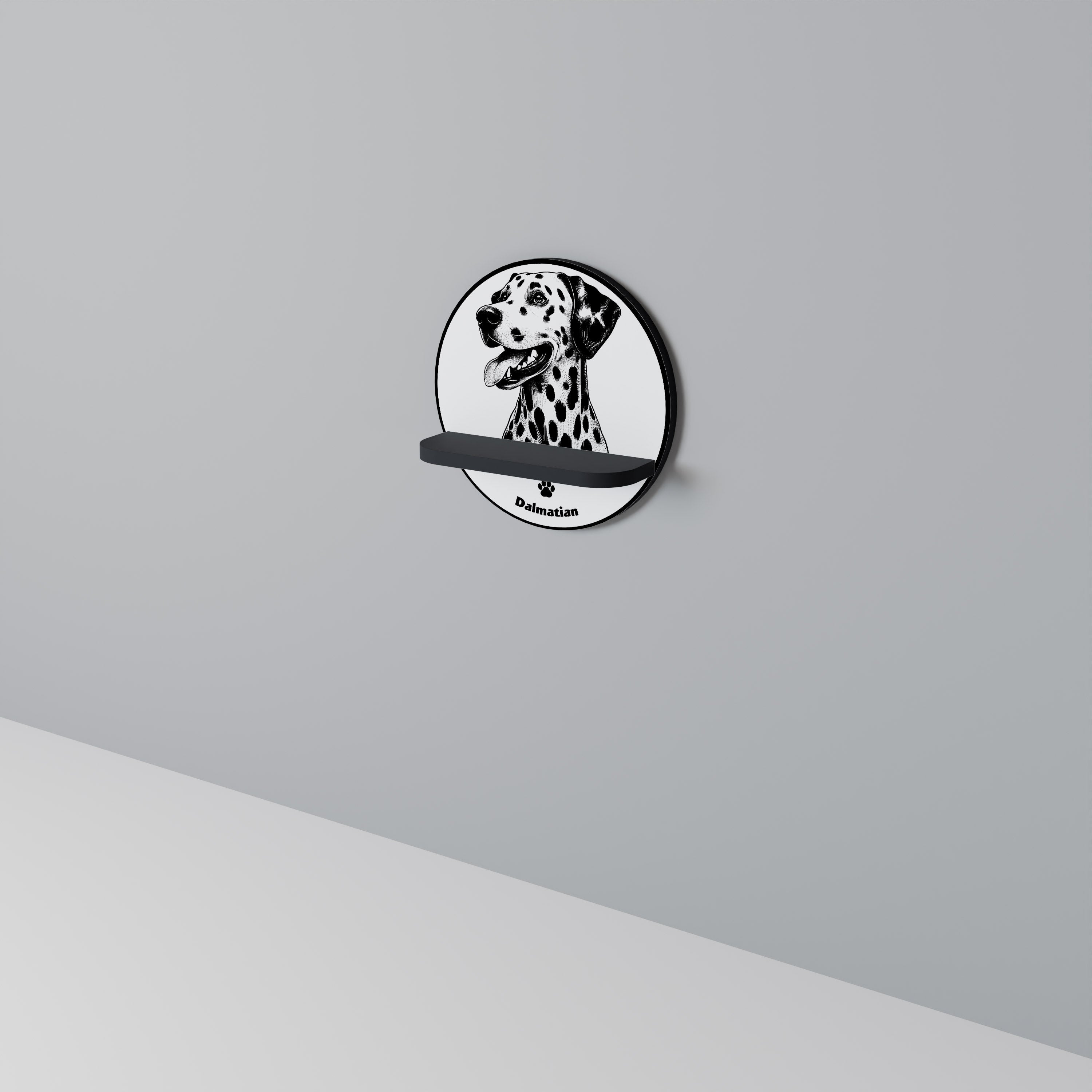 DALMATIAN DOG Prateleira Redonda Decorativa em Acabamento Preto