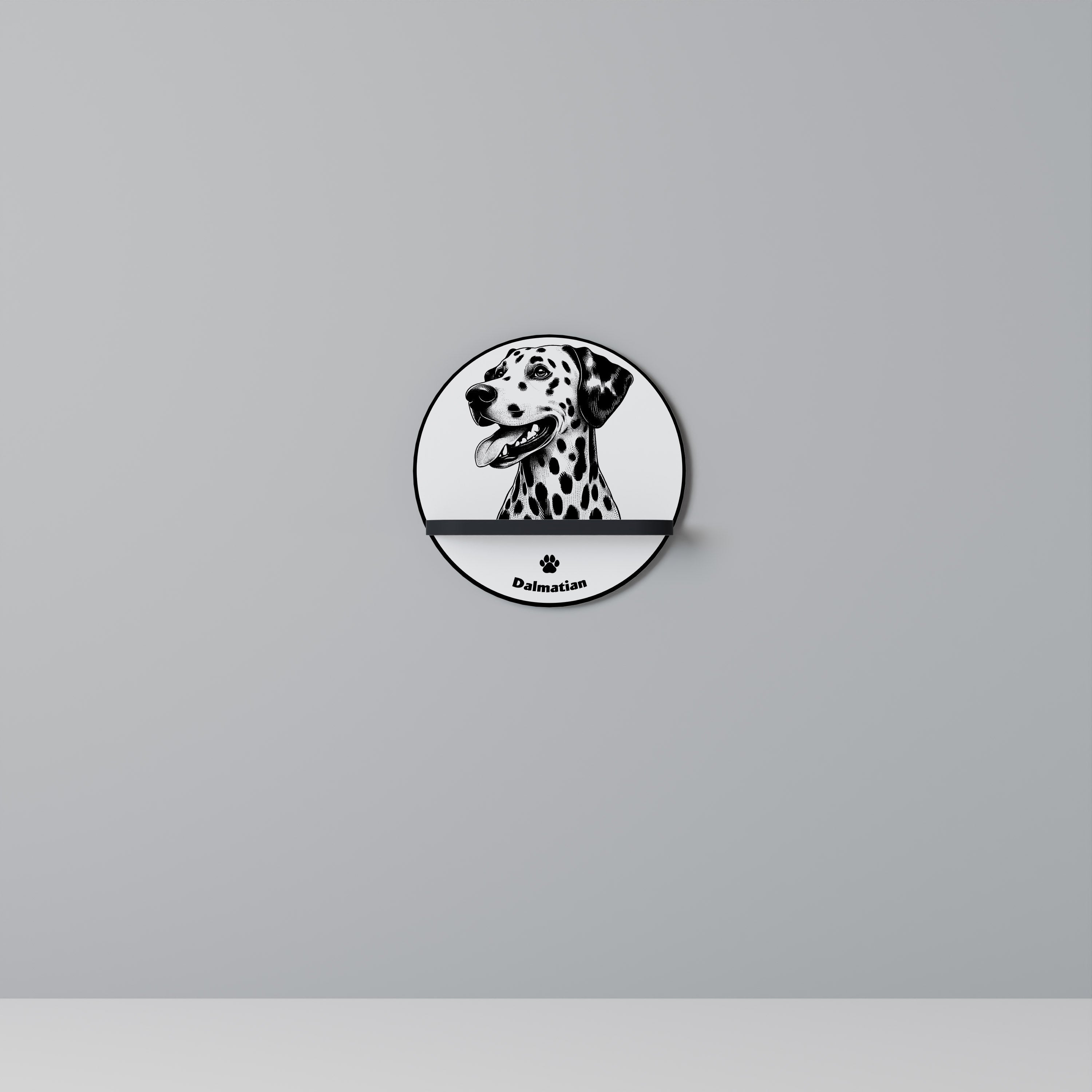 DALMATIAN DOG Prateleira Redonda Decorativa em Acabamento Preto