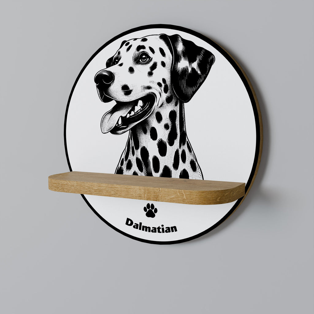 DALMATIAN DOG Prateleira Redonda Decorativa em Efeito Carvalho