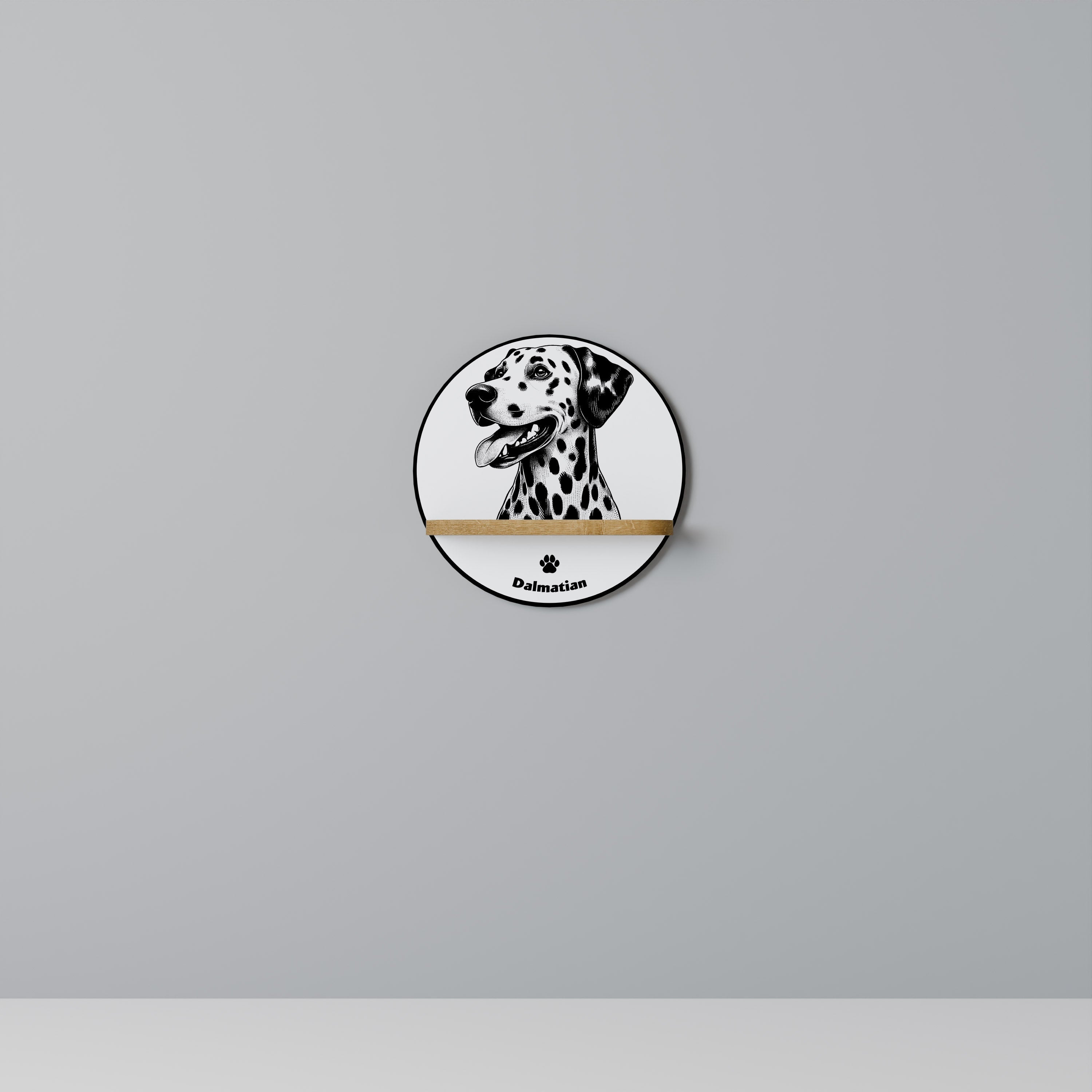 DALMATIAN DOG Prateleira Redonda Decorativa em Efeito Carvalho