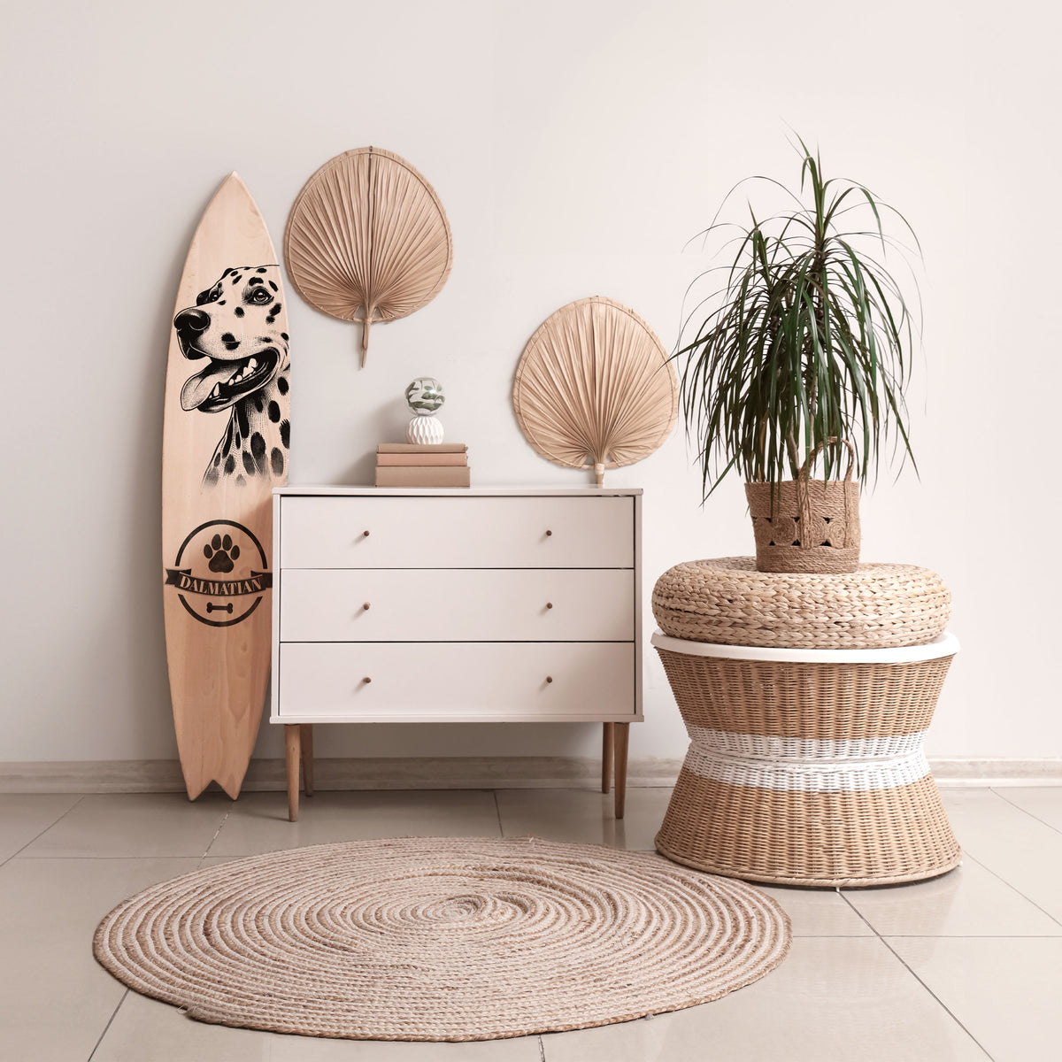 DALMATIAN DOG Painel Decorativo Prancha de Surf