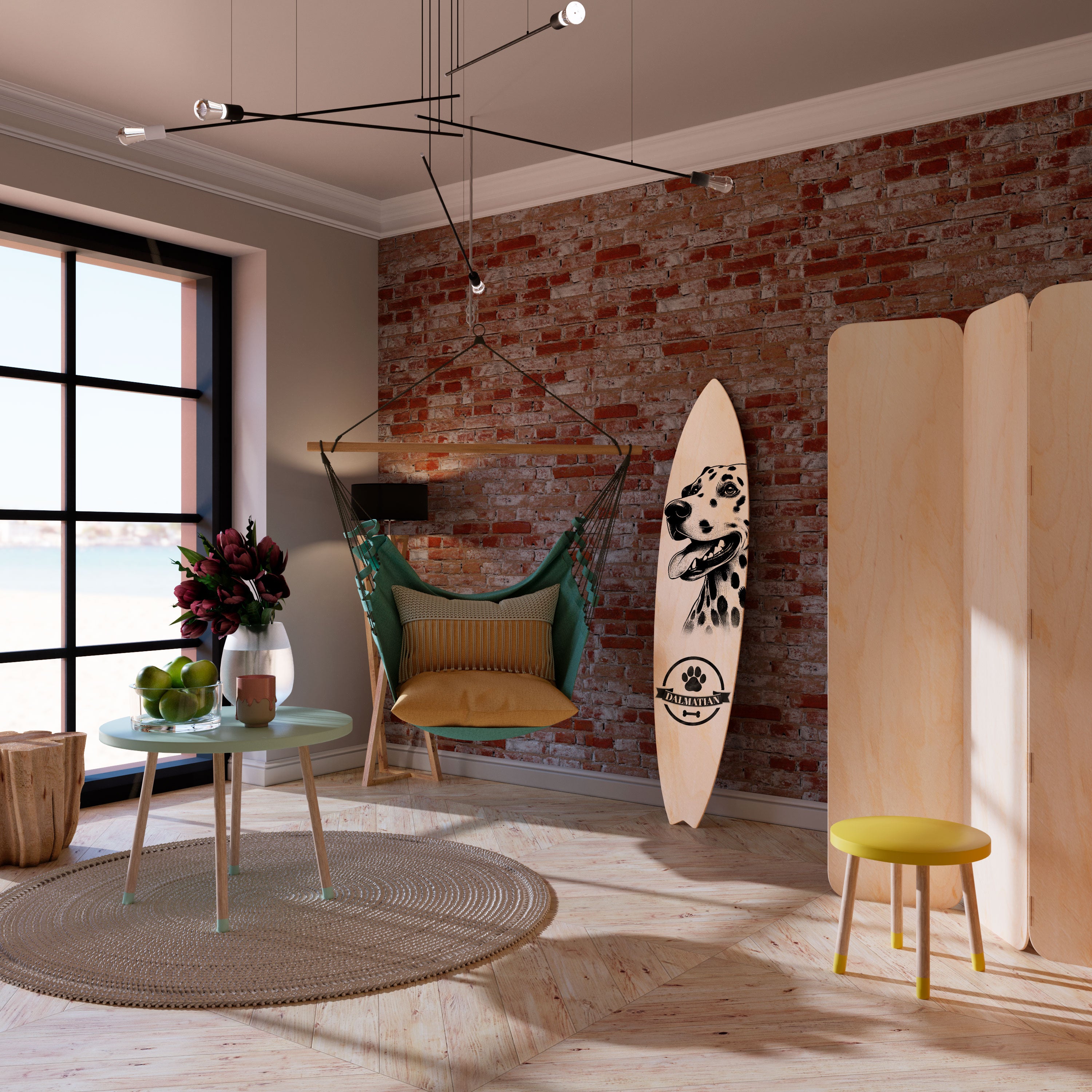 DALMATIAN DOG Painel Decorativo Prancha de Surf