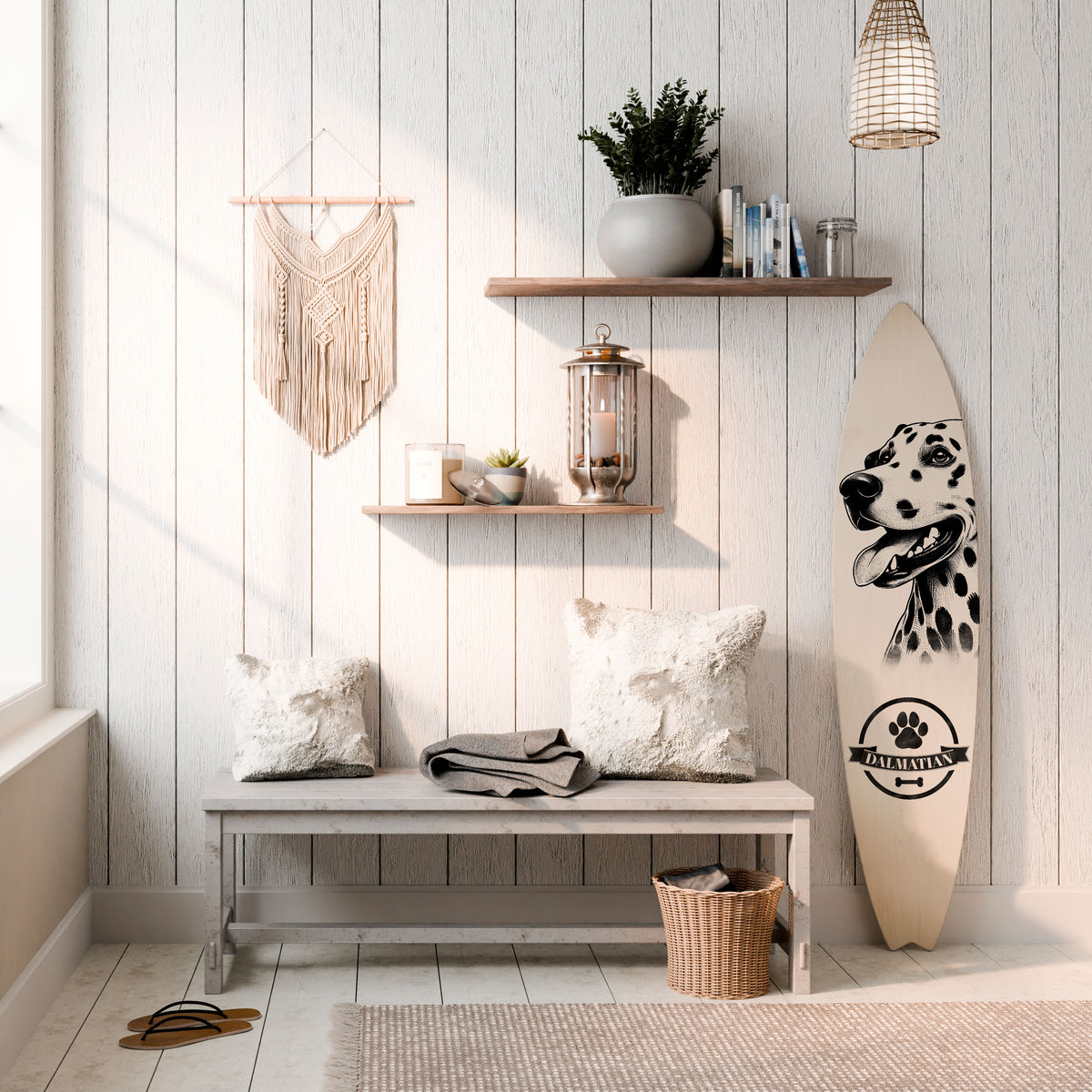DALMATIAN DOG Painel Decorativo Prancha de Surf