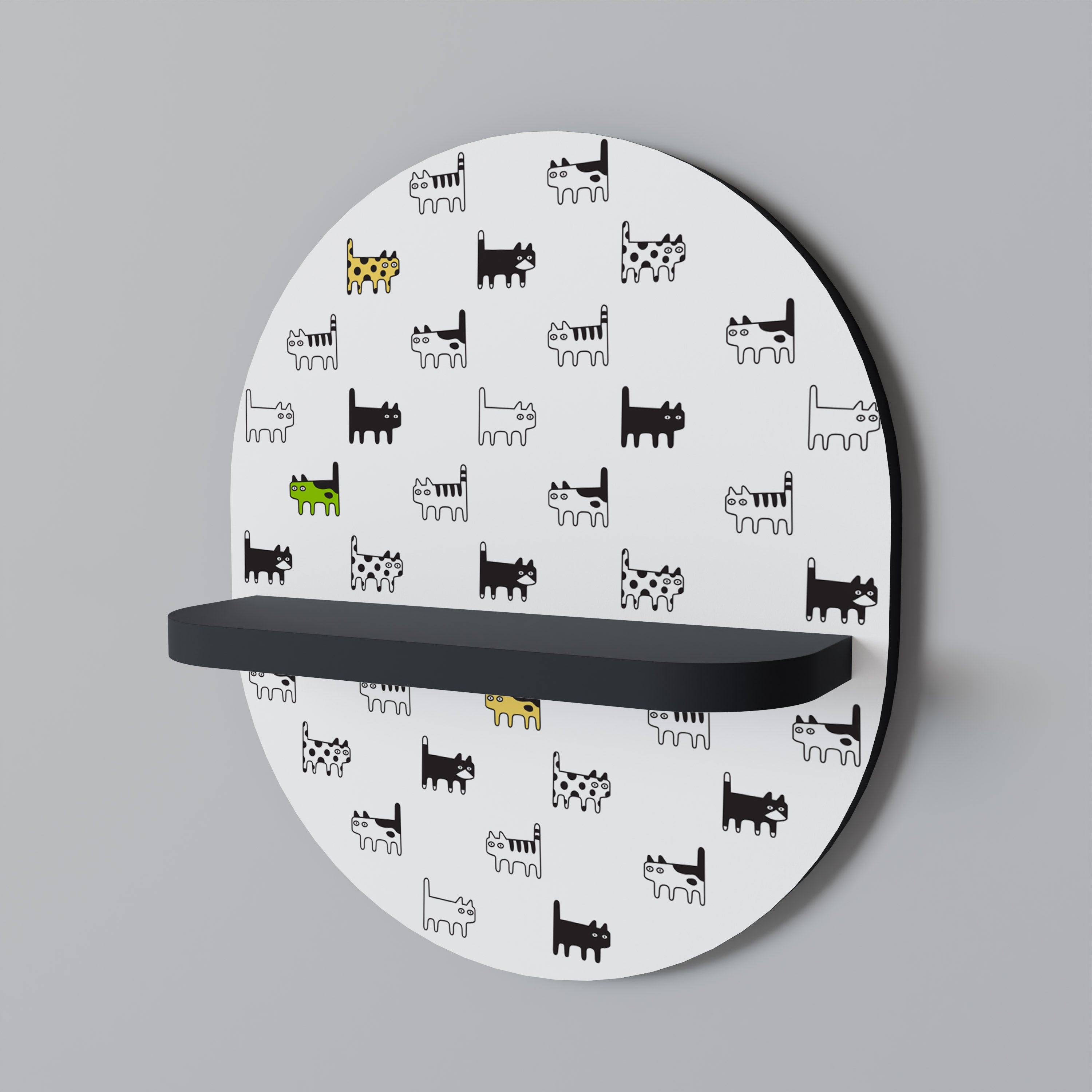 CATS COMPILATION Prateleira Oval Decorativa em Acabamento Preto