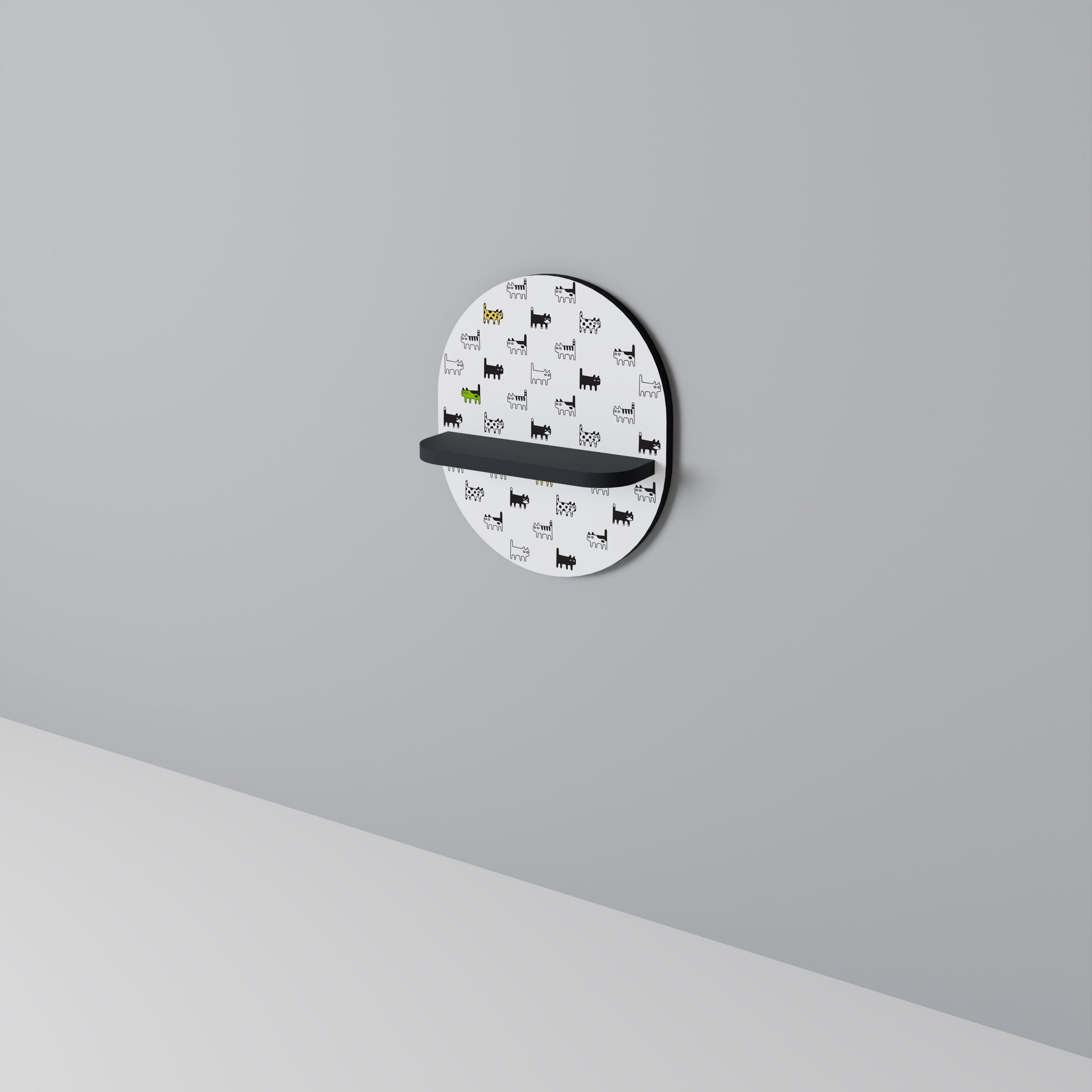 CATS COMPILATION Prateleira Oval Decorativa em Acabamento Preto