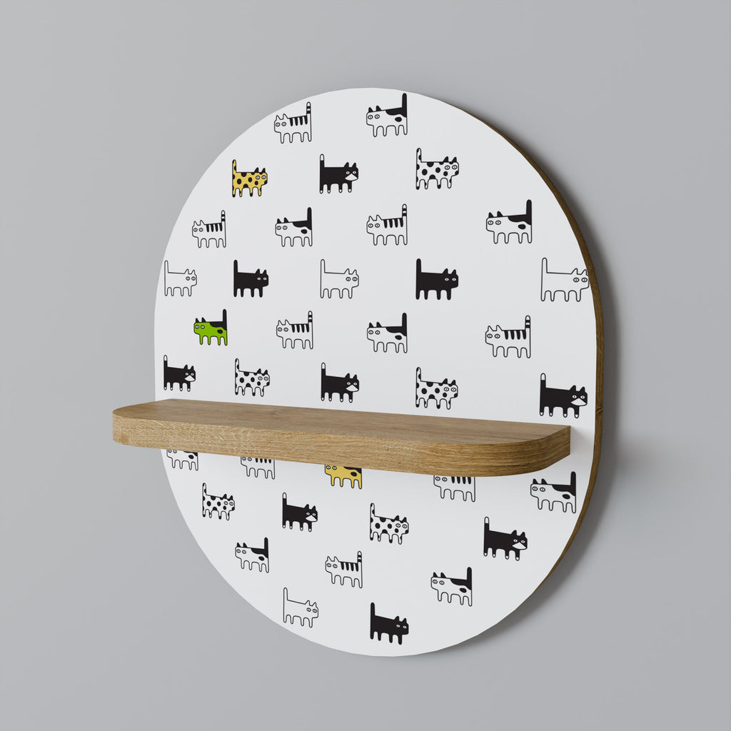 CATS COMPILATION Prateleira Oval Decorativa em Efeito Carvalho
