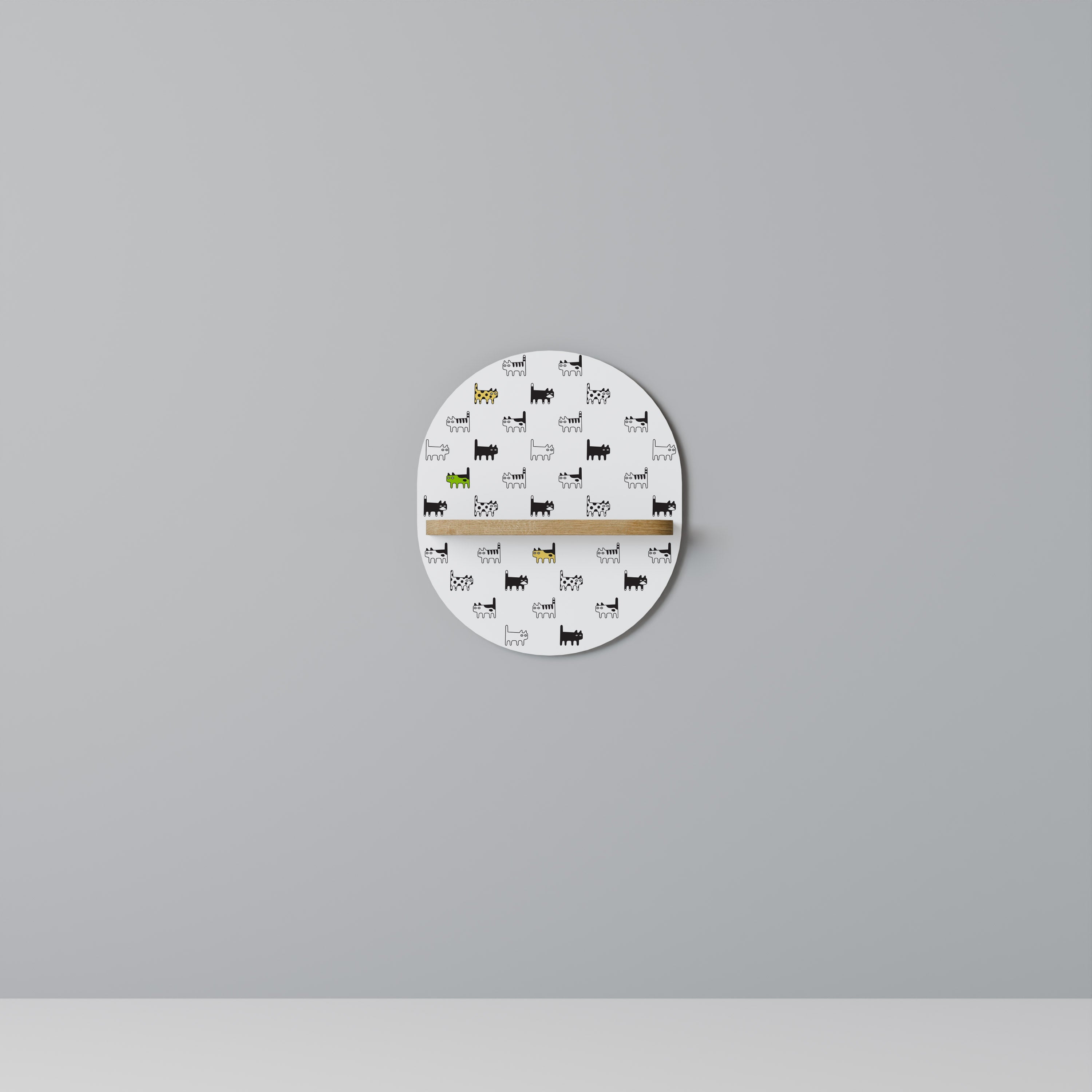 CATS COMPILATION Prateleira Oval Decorativa em Efeito Carvalho